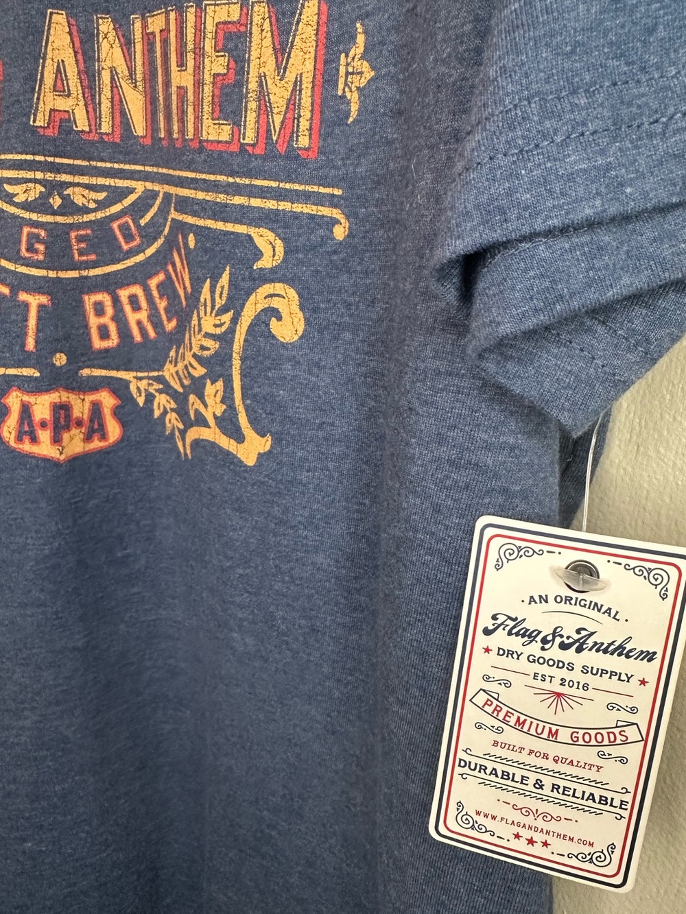 Blue Graphic Flag & Anthem Tee - Vintage Brew Design